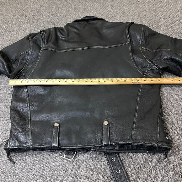 Ripples Jacket Mens Size M Vintage 90s Distressed Leather Punk Motorcycle Heavy - Picture 8 of 9
